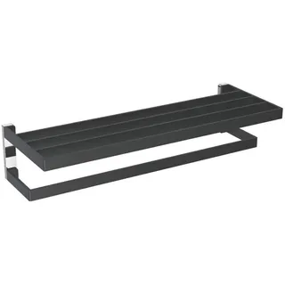 Ibergrif Soto, Eckig 60CM Handtuchhalter mit Ablage, Multi-Badetuchhalter zur Wandmontage, Regal Handtuchstange Schwarz