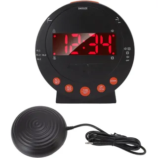 Extra Lauter Wecker, 113 Dezibel, Rotes Blinklicht, Super-Shaker, Aufwachen mit Vibration, Vibrierende Uhr für Alle Altersgruppen