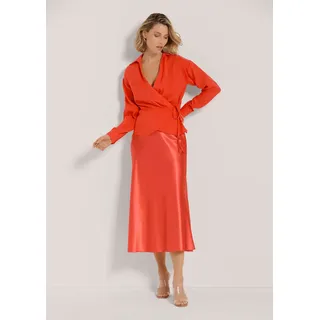 Madeleine Bluse Wickelbluse mit Schößchen orange 34