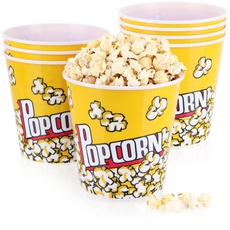 com-four® 8X Popcorn-Eimer XL - Wiederverwendbare Popcornschüssel - Getränkebecher zum Popcorn - Großer Popcorn-Becher für den Filmabend - 2,8 Liter (2.8 Liter - 8 Eimer)