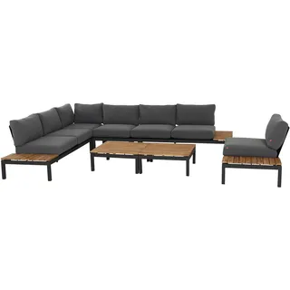 Siena Garden Gartenlounge-Set »Alvida« Set, 15 Stk. tlg. best. aus 2 Sofas, 1 Ecksofa, 1 Tisch und 12 Kissen, grau