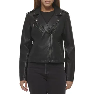 Levi's Damen Klassische Motorradjacke (Normale und Übergröße) Jacke aus Kunstleder, Schwarz, 32