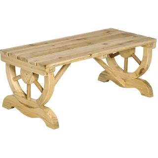 Outsunny Gartenbank, Wetterfest, Sitzbank, Gartenmöbel, Rustikale Bank, Holz, Natur , Fichtefarben , 50x39.5x98 cm , Gartenmöbel, Gartenbänke