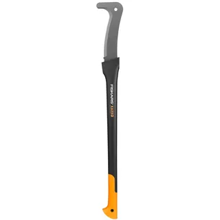 Fiskars lange Machete, Länge: 94,5 cm, Antihaftbeschichtet, Gehärtete Stahlklinge/Glasfaserverstärkter Kunststoffgriff, Inklusive Schutzhülle, Schwarz/Orange, WoodXpert, XA23, 1003621