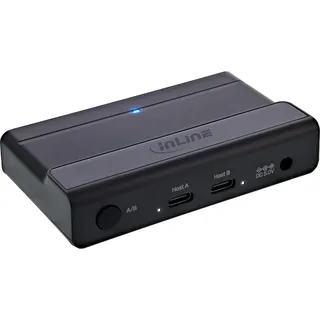 InLine USB-C Switch mit 4-Port USB 3.2 Hub, Umschalter für Zwei Computer, LED-Anzeige, Datenrate bis 5 Gb/s, für gemeinsame Nutzung von Geräten, 60604I