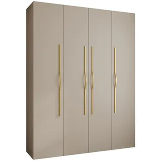 Abiks Möbel Drehtürenschrank 245,5/190/40 4-türig , Kaschmir, Goldfarben , Holz , Nachbildung , 190x245.5x40 cm , Schlafzimmer, Kleiderschränke, Drehtürenschränke
