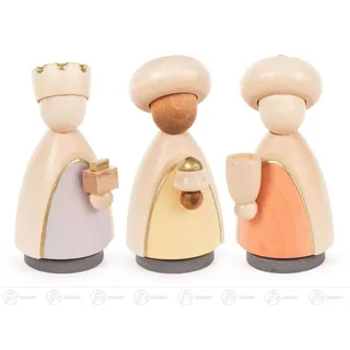 Krippenzubehör Heilige 3 Könige lasiert Höhe = 9,5cm NEU Erzgebirge Holzkrippe