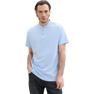 TOM TAILOR Herren Basic Poloshirt mit Stehkragen, windsurf blue, XL