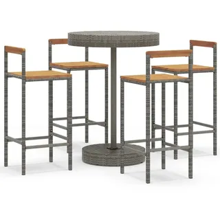 vidaXL 5-tlg. Gartenbar-Set Grau Poly Rattan & Massivholz Akazie
