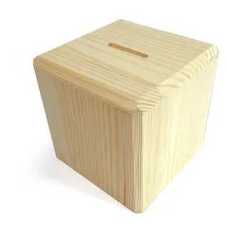Holz Spardose mit Schlüssel, personalisierbar, Laser, UV-Druck, Geld sparen, Geschenk, Sparschwein, Urlaubskasse, Hochzeitsgeschenk, zum öffnen, Würfel, Cubic