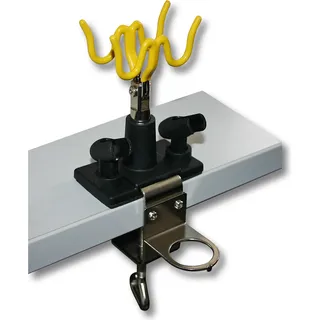Wiltec Pistolenhalter passend für 4 Pistolen und 1 Manometer, 85 x 110 x 210 mm, Airbrushpistolenhalter zur Tischmontage, Airbrush Zubehör