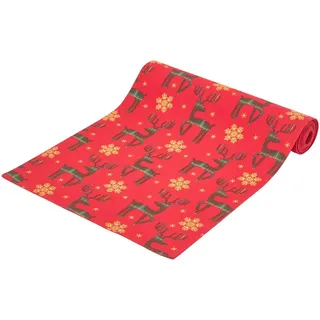 Homescapes Tischläufer Weihnachten – Rentier rot, 35/180 cm, 100% Baumwolle , Rot , Textil , Rechteckig , 35x180 cm , Oeko-Tex® , Heimtextilien, Wohntextilien, Tischwäsche, Tischläufer