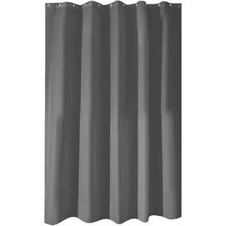 iDesign Mildew-Free, Water-Repellent Fabric Shower Curtain, 180 x 180 cm - Charcoal Gray