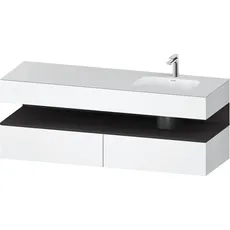 Duravit Qatego Einbauwaschtisch mit Konsolenwaschtischunterbau, 1600x550x600mm, Nische Graphit Supermatt, Becken rechts, QA4796080, Farbe: Weiß Matt/mit Nischenbeleuchtung