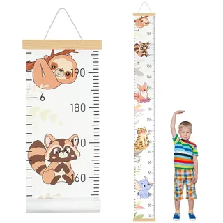 Aolso Kinder Messlatte, Größenmesser für Kinder, Massband Kinder, Baby-Wachstumstabelle, Wandbehang-Wachstumstabelle, Dekoration Kinderzimmer, Messlineal für Babys, Mädchen, Jungen (Zoo)
