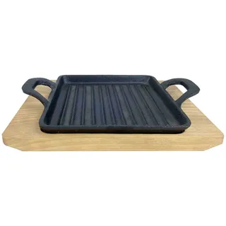 All Grill Gusspfanne mit 2 Griffen mit Holzuntersetzer Grillzubehör Kochen
