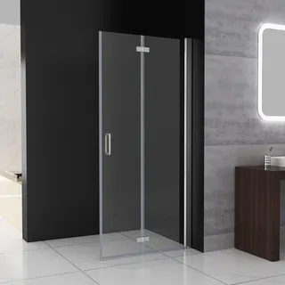MIQU Faltbar Duschwand 70x185 cm Walk in Dusche Pendeltüren Duschabtrennung mit Falttür Drehtür Duschkabine Nischentür 6mm NANO Sicherheitsglas Duschtrennwand ohne Duschwanne