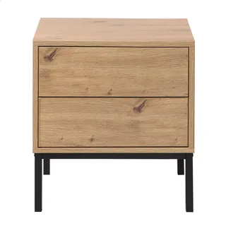 Calicosy Nachttisch mit 2 Schubladen Holzdekor 45/40/50 cm , Eichefarben , Holzwerkstoff , 40x50x47.5 cm , Schlafzimmer, Nachtkästchen