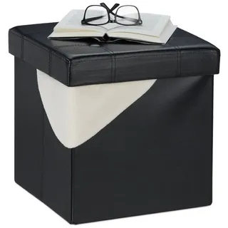 Relaxdays Sitzhocker mit Stauraum, schwarz
