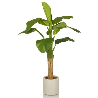 HJH Office Kunstpflanze Banane I 150 cm Künstliche Deko Pflanze, Pflegeleichte Bananenpflanze, Kunstbaum für Wohnzimmer Schlafzimmer Büro