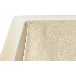 Decomira Tischdecke wasserabweisend Leinen-Optik - Fleckschutz, abwaschbar - Garten-Tischdecke Outdoor, Tischtuch Esstisch - Natur Beige - 90x90 cm