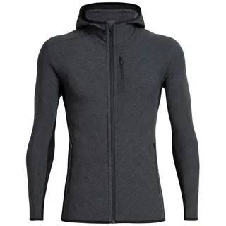 Icebreaker Wander-/Freizeitjacke Descender Zip Hood Jet (Merinowolle, atmungsaktiv) grau/schwarz Herren