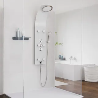 SCHÜTTE Duschpaneel LANZAROTE, Duschset mit Armatur, Glas Duschsäule Weiß - Weiß
