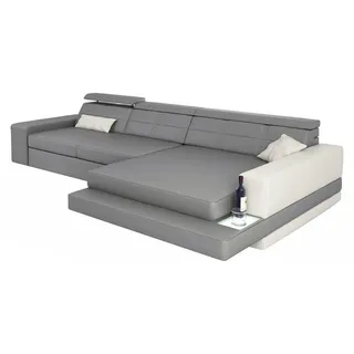 XXL Couch Ecksofa Leder Wohnlandschaft Sofa Design Modern Sofa L-Form - Grau