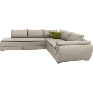 INOSIGN Ecksofa »Göteborg«, mit Boxspring-Bettfunktion und Bettkasten, Dauerschlaffunktion, Topper, beige