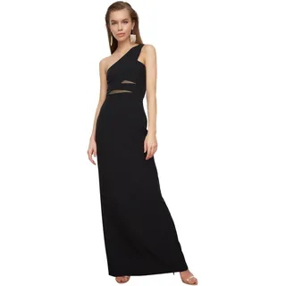 Trendyol Damen Abschlussball Brautjungfer Maxi Meerjungfrau enganliegendes gewebtes Abendkleid, Schwarz, 38