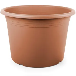 Floralo Blumentopf Cilindro rund, 50 cm Durchmesser x 38 cm, terracotta, wetterfestes Pflanzgefäß aus UV-beständigem Kunststoff, braun 1x
