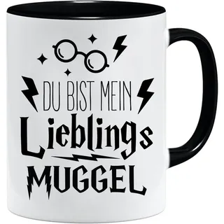 Du bist mein Lieblingsmensch Tasse mit Spruch | Lustiger Kaffeebecher für Freund oder Freundin | Geschenkidee für Geburtstag Büro Zuhause (Schwarz)