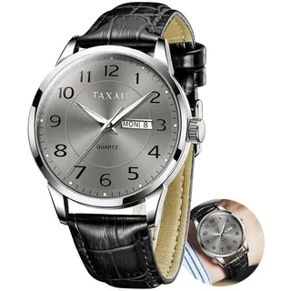 Klassische Lederuhren für Herren, analoges Quarzwerk, großes Zifferblatt, Armbanduhren, wasserdicht, leuchtend, Tag/Datum, Reloj para Hombre