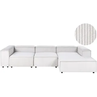 Beliani Ecksofa Cord 4-Sitzer Cremeweiß
