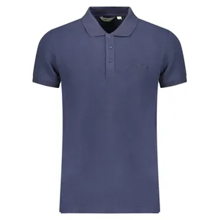 Herren Kurzarm-Poloshirt Blau mit Stickerei und 3 Knöpfen - Blau