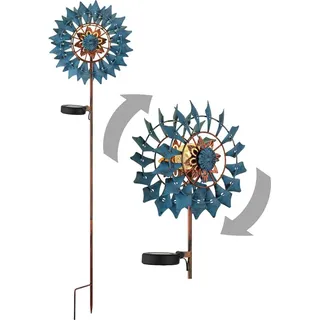 bmf-versand Windrad Metall Garten Solar Solarleuchte Außen Solarlampe Windspiel Blau - Blau
