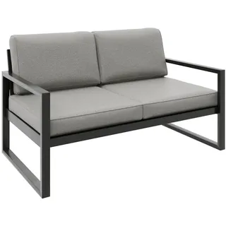 Beautysofa Loungesofa Stella 2-Sitzer mit Metallrahmen, 146 cm, Beige , 146x86x80 cm , Gartenmöbel, Loungemöbel, Gartensofas & Loungesofas