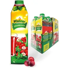 Pfanner Cranberry Fruchtsaft (8 x 1 l) - 20 % Fruchtgehalt – Getränk aus Cranberrys im Vorratspack