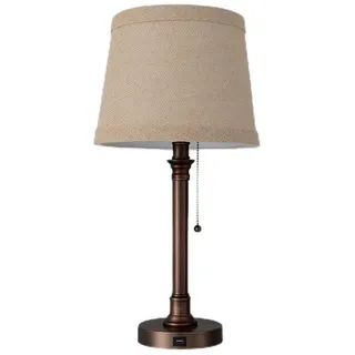 Zarivy Tischlampe, 1 x E27, Braun, 50 x 26 x 26 cm, mit USB-Anschluss, ideal für Beleuchtung und Anschluss von elektronischen Geräten.