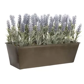 GreenBrokers Zuchtset Künstlicher Lavendel Window Box, rustikal Zinn durch Container Übertopf – 45 cm (Länge)