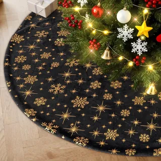 Lanpn Weihnachtsbaum Rock 60cm Weihnachtsbaumdecke Pad Samt Weihnachtsbaum Decke Abdeckung Klein Rund Christbaumständer Teppich für Winter Neujahr Innen Zuhause Weihnachtsbaum Deko (Schwarz)