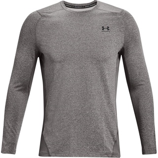 Under Armour CG Armour Fitted Crew, langärmliges atmungsaktives Funktionsshirt, schnelltrocknendes Langarmshirt Herren, Charcoal Light Heather / Black , M