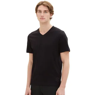 Tom Tailor T-Shirt mit V-Ausschnitt im Doppelpack (1037738-29999) Black,