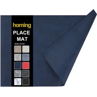 homing Kunstleder Hitzebeständige Tischsets 6er Set - Wasserdicht Abwischbar Esszimmer PU Tischsets für drinnen & draußen, Leicht zu reinigen - Dunkelmarineblau