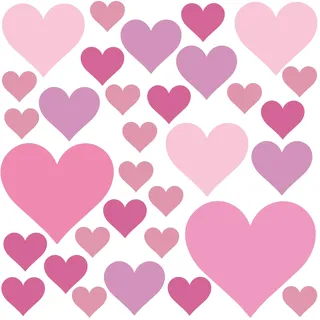 PREMYO 32 Herzen Wandsticker Kinderzimmer Mädchen Jungen - Wandtattoo - Wandaufkleber Selbstklebend Pastell Rosa