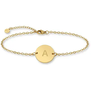 GD GOOD.designs Armkette mit Buchstaben in Gold | 18k Echtgold beschichtet | Anhänger mit Initialen Gravur (Buchstabe A) - Alice Amelie Anna Annabell Anne Aaron Alexander Andreas