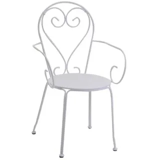 GARTENSTUHL MIT ARMLEHNE WEIß 49X48 CM H 90 CM AUS METALL MOD. NEW OLD