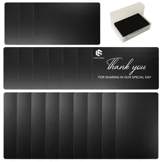 FONLAND 100 Stücke Metall Visitenkarten Blank Laser Gravierte Aluminiumlegierung Dicke Für House Office DIY Geschenkkarten, 10 Farben (Matt-schwarz)