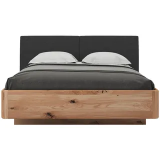 Valnatura Bett , Anthrazit, Eichefarben , Holz, Textil , Buche, Eiche , massiv , 200x200 cm , Holzmöbel, Holzbetten, Sonstige Holzbetten