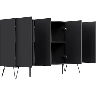 Posseik Sideboard Industrial P 4 Schubladen 4 Türen 155 cm Grafit